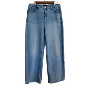 Quince Lightc Wash Comfort Stretch High Rise Wide Straight Leg Jeans